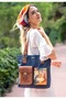 Women's Vegan Leather Yellow Shoulder Bag - Blooming Dog Design