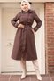 1101 Plush Inside and Fur Collar Bondit Coat Brown - 5