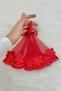 Red Bride Groom Handkerchief Shiny Stone Detailed Wedding Halay Bridesmaid Promise Engagement Henna Circumcision Bride Handkerchief - 3