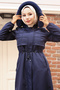 1101 Fur Collar Bondit Jacket with Plush Inside Navy Blue - 2