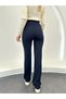 Navy Premium Cord Wide Women's Palazzo Trousers - 3