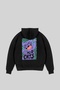 Acid Cat Back Printed Black Oversize Unisex Hooded Sweatshirt - 4