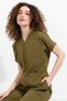 Happiness Spaniard - Lycra Doctor Nurse Scrubs Single Top Surgical Uniform (Women), Khaki - 2