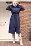 1101 Fur Collar Bondit Jacket with Plush Inside Navy Blue - 4
