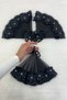 Black Bride Groom Handkerchief, Shiny Stone Detailed Wedding Halay Bridesmaid Promise Engagement Henna Circumcision Bride Handkerchief - 4