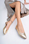 Genuine Leather Gold Women's Leather Ballerinas Dp58-5057