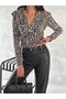 Women's Double Breasted Pleated Leopard Pattern Crop - 5