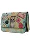 Women's Vegan Leather Green Handbag - Cats Of The World Design - 2