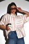 Women's Striped Short Sleeve Pocket Shirt - 5