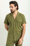 Straight Slim Fit Lapel Collar Linen Men's Shirt Shorts Set Khaki - 17146.23Y - 4