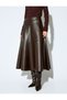 Women's Brown Faux Leather Skirt - 3