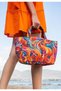 Women's Vegan Blue Medium Tote Bag - Spirals of Color Design