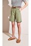 Women's Khaki High Waist Belted Gabardine Shorts - 5