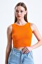 Women's Orange Crew Neck Sleeveless Camisole Tank Top - 4