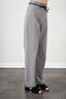 Women's Gray High Waist Leather Belt Poplin Trousers - 4