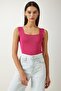 Women's Fuchsia Square Collar Knitwear Undershirt - 3
