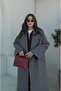 Gray Black Herringbone Patterned Coat - 7