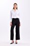 Black Back Elastic High Waist Wide Leg Palazzo Women's Casual Fabric Pants 2345 - 8