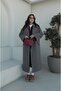Gray Black Herringbone Patterned Coat - 3