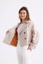 Stone Color 100% Cotton Gabardine Lined Oversize Wide Fit Women's Crop Short Trench Coat 1122
