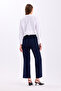 Navy Blue Back Elastic High Waist Wide Leg Palazzo Women's Comfortable Fabric Trousers 2345 - 6