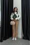 Dark Beige Leather Trousers with Single Button Detail - 3