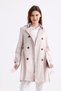 Stone Color Flexible Cotton Gabardine Short (80cm) Women's Trench Coat with Shoulder Epaulettes and Belt 1120 - 7