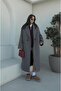 Gray Black Herringbone Patterned Coat - 6