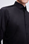 Black Slim Fit 100% Cotton Light Italian Collar Long Sleeve Satin Shirt - 4