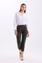 Waist Detailed Elastic High Waist Narrow Leg Ankle Length Women's Fabric Trousers 3333