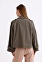 Khaki 100% Cotton Gabardine Lined Oversize Wide Fit Women's Crop Short Trench Coat 1122 - 4