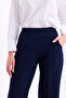 Navy Blue Back Elastic High Waist Wide Leg Palazzo Women's Comfortable Fabric Trousers 2345 - 7
