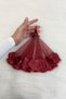 Burgundy Bride Groom Handkerchief, Shiny Stone Detailed Wedding Halay Bridesmaid Promise Engagement Henna Circumcision Bride Handkerchief - 3