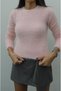 Rosa glänzender, strukturierter, weicher Pullover - 4