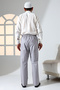 Men's Relaxed Cut Elastic Waist Pocket Pilgrim and Umrah Linen Shalwar Trousers - Gray (Krk) - 7