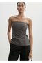 Slim Striped Strapless Blouse