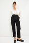 Black High Waist Pleated Carrot Pants - 2