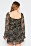 Women Allover Printed Mini Dress, Black Combo - 4
