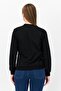 Women Crew Neck Long Sleeve Brand Logo Sweatshirt, Black - 4