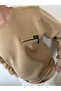 Three Yarn 0 Collar with Pocket Zip Fleece Inside Sweatshirt - 2