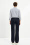 Navy Blue Classic High Waist Double Collet Pants - 8