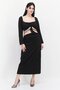 Women Plus Size Cut Out Crystal Strap Maxi Dress, Black
