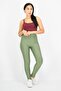 Women Plain Pull On Leggings, Khaki - 3