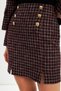 Burgundy Slit Detailed Houndstooth Mini Skirt - 5