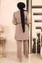Stripe Detailed Suit Mink 19132 - 5