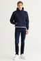 Navy Blue Cotton Men's Set - Hooded, Kangaroo Pocket, Standard Fit - 5