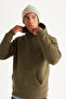 Men's Khaki-Black Cotton Bottom Top 2-Piece Suit Hooded Kangaroo Pocket Standard Fit Regular Fit - 8