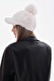 Ecru Plush Cap Hat with Pompom - 6