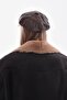 Under the Brim Beige Plush Brown Leather Cap Captain Women's Hat - 5