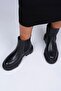 Emma Women's Genuine Leather Double Sided Elastic Black Boots - 6